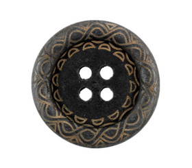 Swirls Pattern Domed Border Dark Brown Wooden Buttons - 35mm - 1 3/8 inch