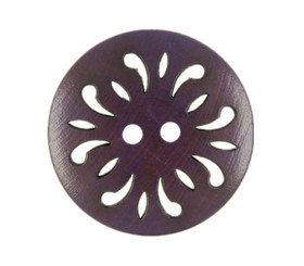 Flower Filigree Dark Magenta Wooden Buttons - 31mm - 1 1/4 inch