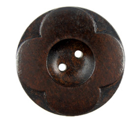Embossed Flower Brown Wooden Buttons - 56mm - 2 1/4 inch