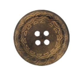 Swirls Pattern Domed Border Light Brown Wooden Buttons - 30mm - 1 3/16 inch