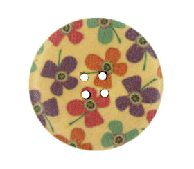 Scattered Floret Picture Wooden Buttons - 30mm - 1 3/16 inch