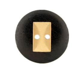 Rectangular Recessed Center Brown Wooden Buttons - 30mm - 1 3/16 inch