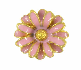 Gold Daisy Flower with Pink Enamel Metal Shank Buttons - 11mm - 7/16 inch