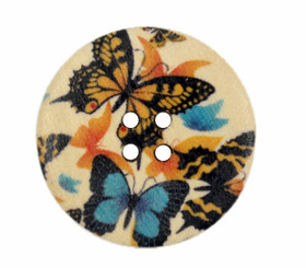 Flying Butterflies Picture Wooden Buttons - 30mm - 1 3/16 inch