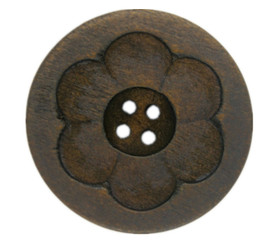 Intaglio Carving Big Flower Bloom Dark Brown Wooden Buttons - 40mm - 1 9/16 inch