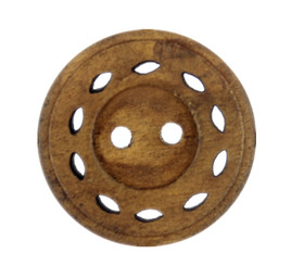 Thread Wheel Design Light Brown Wooden Buttons - 23mm - 7/8 inch