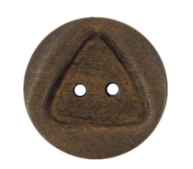 Triangle Recessed Center Light Brown Wooden Buttons - 23mm - 7/8 inch