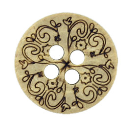 Mandala Pattern Wooden Buttons - 13mm - 1/2 inch