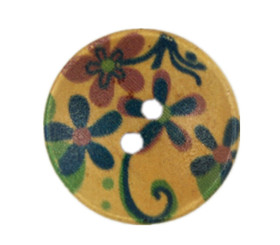 Vibrant Small Flowers Pattern Wooden Buttons - 20mm - 3/4 inch
