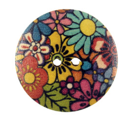 Luxuriant Flower Bloomings Picture Wooden Buttons - 30mm - 1 3/16 inch