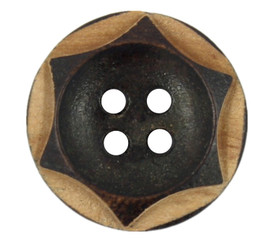 Cutting Edge Hexagon Design Brown Wooden Buttons - 18mm - 11/16 inch