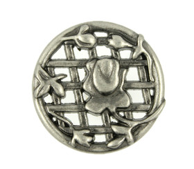 Rose on Lattice Nickel Silver Metal Shank Buttons - 23mm - 7/8 inch