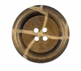 Leather Texture Light Brown Wooden Buttons - 35mm - 1 3/8 inch