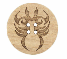 Abstract Wings Carving Pattern Wooden Buttons - 30mm - 1 3/16 inch