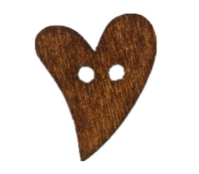 Soft Heart Brown Wooden Buttons - 20mm - 3/4 inch