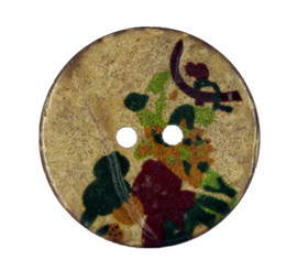 Peony Painting Coconut Buttons - 25.5mm - 1 inch