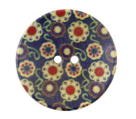 Scattered Various Flowers Picture Wooden Buttons - 30mm - 1 3/16 inch