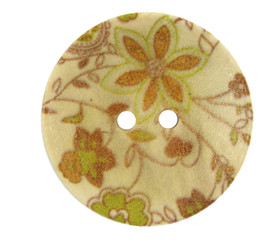 Aged Yellow Bouquet Picture Wooden Buttons - 30mm - 1 3/16 inch