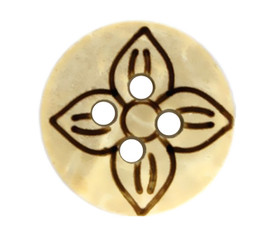Cruciferous Flower Pattern Wooden Buttons - 12mm - 1/2 inch