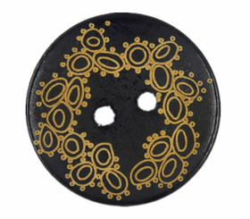 Wreath Pattern Black Wooden Buttons - 30mm - 1 3/16 inch