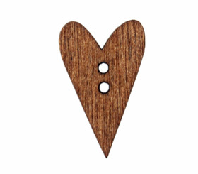 Slender Heart Wooden Buttons - 23mm - 7/8 inch