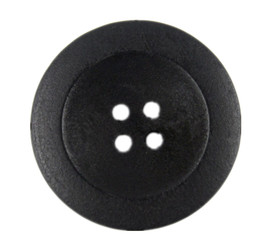 Broad Edge Recessed Center Black Wooden Buttons - 30mm - 1 3/16 inch