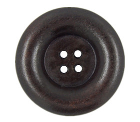 Thick Border Recessed Center Brown Wooden Buttons - 30mm - 1 3/16 inch