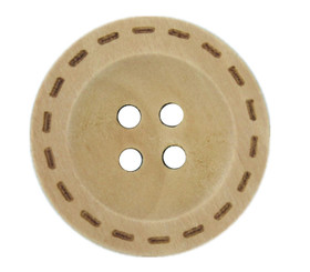 Dotted Line Edge Design Wooden Buttons - 25.5mm - 1 inch