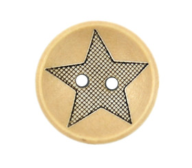 Carved Star Pattern Concave Wooden Buttons - 17mm - 11/16 inch