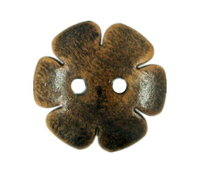Six Petals Convex Flower Brown Wooden Buttons - 20mm - 3/4 inch