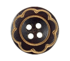 Carving Flower Pattern Brown Wooden Buttons - 18mm - 11/16 inch