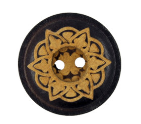 Mandala Wreath Pattern Brown Wooden Buttons - 23mm - 7/8 inch
