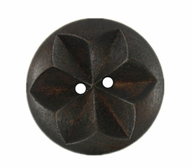 Intaglio Carving Big Flower Bloom Dark Brown Wooden Buttons - 30mm - 1 3/16 inch