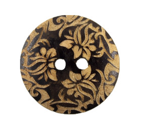 Mandala Wreath Pattern Brown Wooden Buttons - 20mm - 3/4 inch