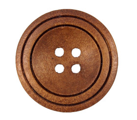 Broad Border Light Brown Wooden Buttons - 25mm - 1 inch