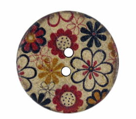 Various Flowers Picture Coconut Buttons - 25mm - 1 inch