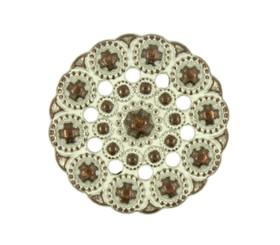 Beads Flower Copper White Patina Metal Shank Buttons - 25mm - 1 inch