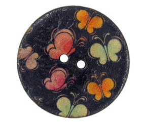 Butterflies in Night Picture Wooden Buttons - 30mm - 1 3/16 inch