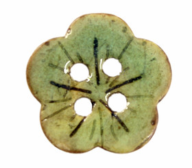 Light Teal Translucent Green Enamel Sakura Coconut Buttons - 16mm - 5/8 inch