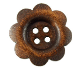Eight Petals Flower  Light Brown Wooden Buttons - 24mm - 15/16 inch