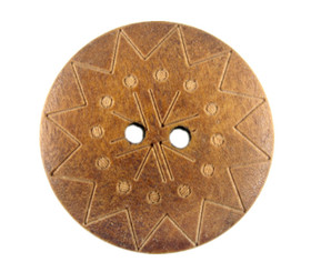 Sun Flower Carving Light Brown Wooden Buttons - 25mm - 1 inch