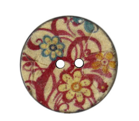 Vine and Flower Coconut Buttons - 25mm - 1 inch