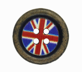 England Flag Picture Brushed Effect Wooden Buttons - 21mm - 13/16 inch