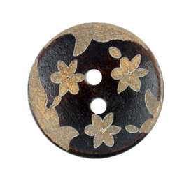 Three Flowers Brown Wooden Buttons - 20mm - 3/4 inch