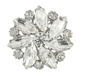 Transparent Czech Crystal Claw Prongs Flower Metal Shank Buttons - 38mm - 1 1/2 inch