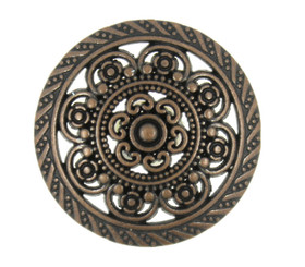 Lacework Filigree Maroon Copper Metal Shank Buttons - 21mm - 13/16 inch