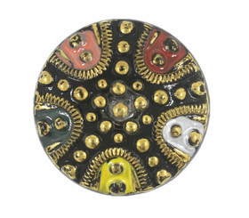 Byzantium Style Hand Painted Vintage Czech Glass Button, Shank Button - 27mm - 1 1/16 inch