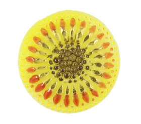 Yellow Daisy Hand Painted Vintage Czech Glass Button, Shank Button - 27mm - 1 1/16 inch