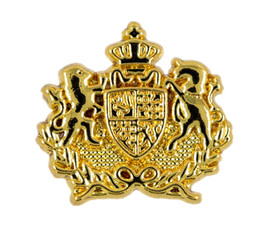 Unicorn Lion Emblem Metal Shank Buttons in Gold Color - 19mm - 3/4 inch