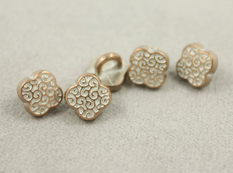 Scrollwork Flower Copper White Metal Shank Buttons - 6mm - 7/32 inch - 10 pcs